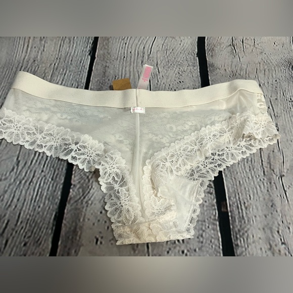 NWT VICTORIA'S SECRET PINK -LEOPARD FLORAL LACE MINI CHEEKSTER PANTIES-M - Picture 2 of 5